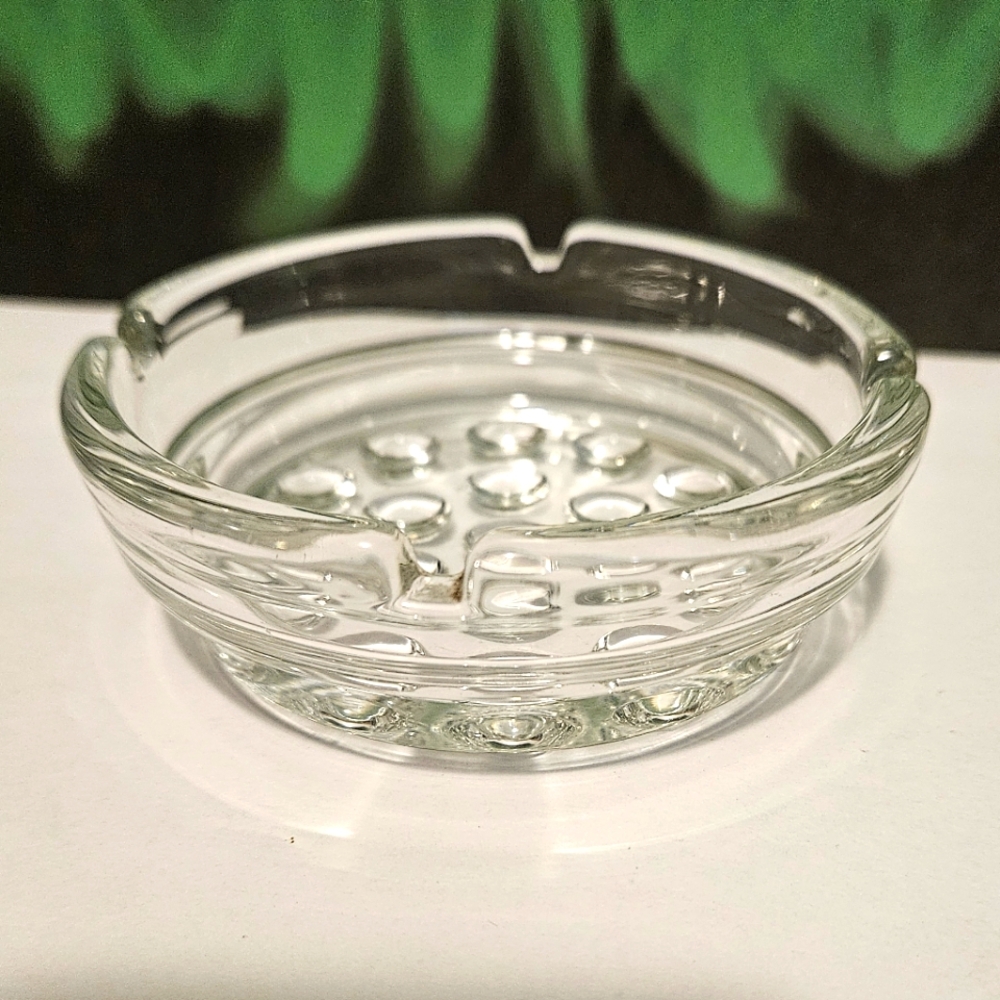 Vintage 4" Clear Glass Ashtray